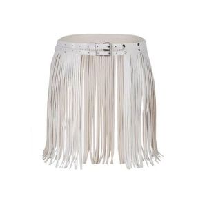 BNWT White Isabelle LaRue Faux Leather Fringe Belt - One-Size
